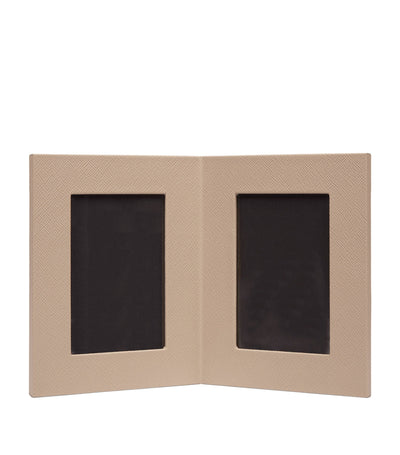 Harrods Smythson Calfskin Panama Double Photo Frame 6 x 4- Buy online at McGrocer