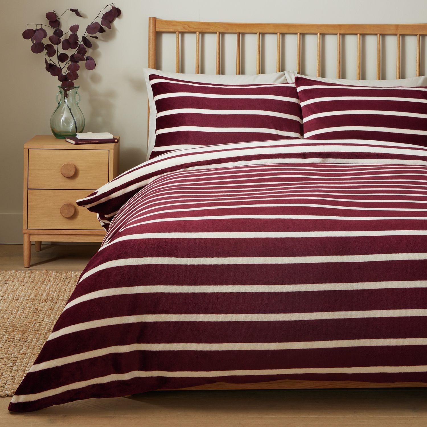 Argos Home Stripe Print Fleece Bedding Set - Superking