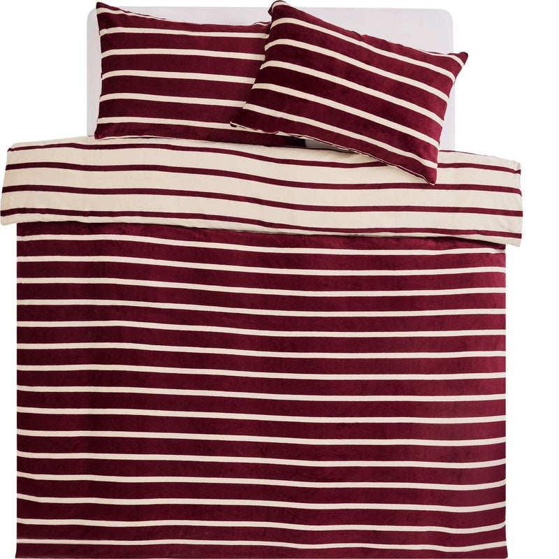 Argos Home Stripe Print Fleece Bedding Set - Superking