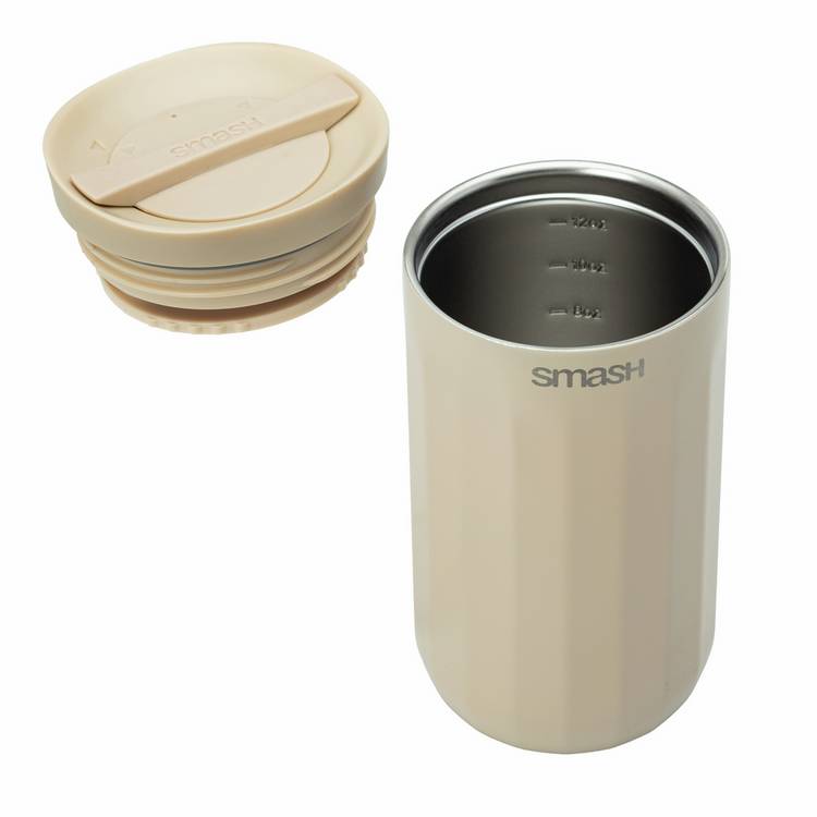 Smash beige travel coffee cup 350ml, imported from the UK