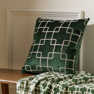 Argos Habitat Geo Velvet Jacquard Cushion Green 43x43cm- Buy online at McGrocer