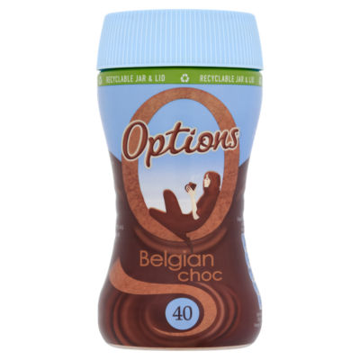 Options Belgian hot chocolate powder 220g, imported from the UK
