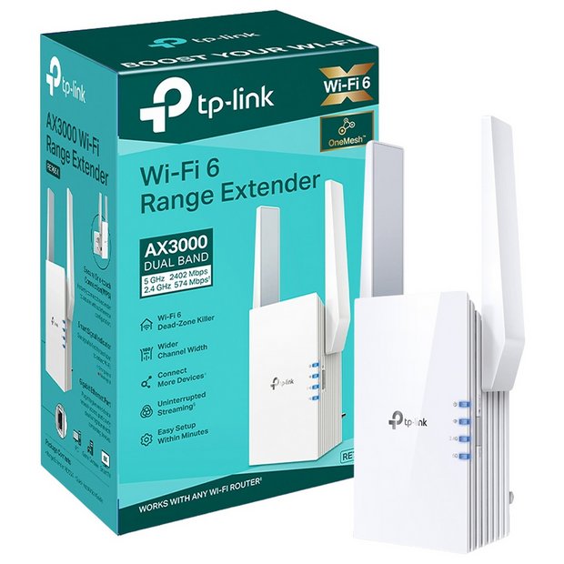TP-Link RE705X AX3000 Mesh Wi-Fi 6 Extender, imported from the UK