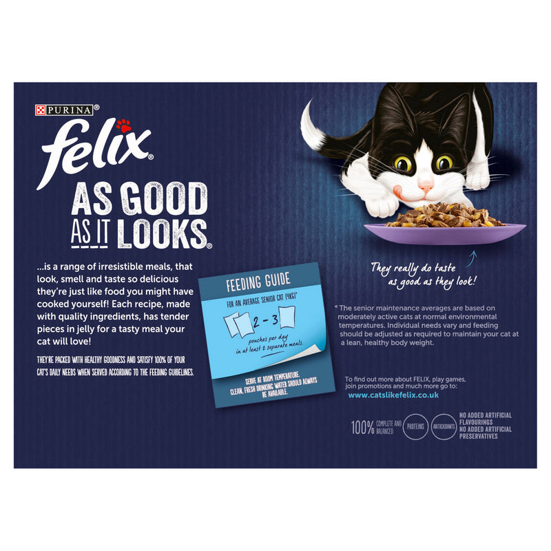 Felix Senior 7+ mixed jelly wet cat food 12 x 85g pouch - British product