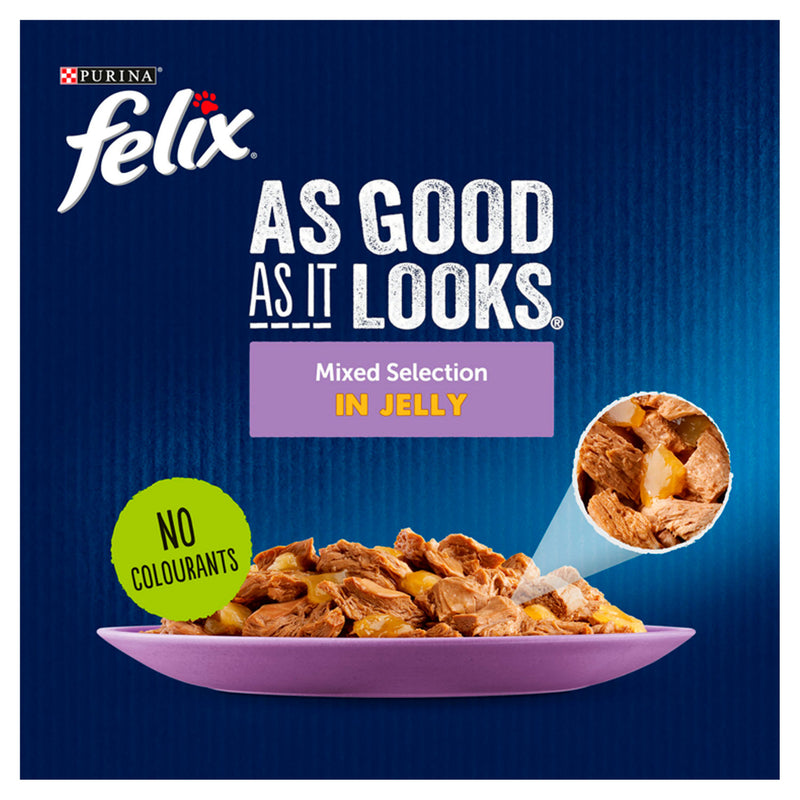 Felix Senior 7+ mixed jelly wet cat food 12 x 85g pouch - British product