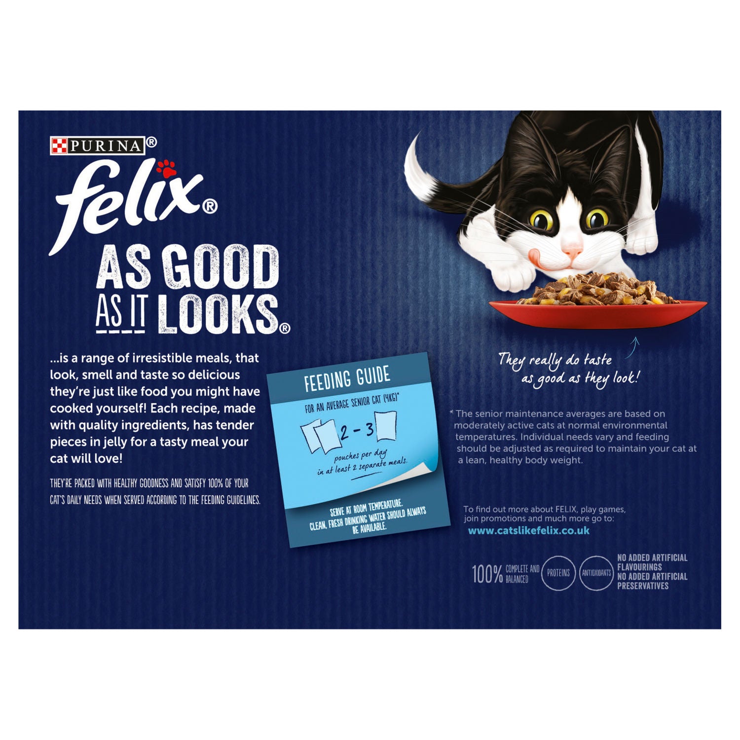 FELIX Senior Cat Food Meat Selection 12x100g - British product