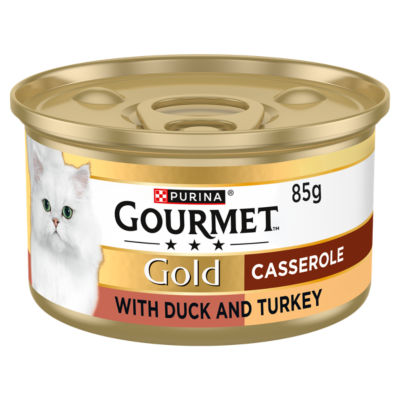 GOURMET Gold wet cat food duck and turkey casserole in gravy 85g, UK version