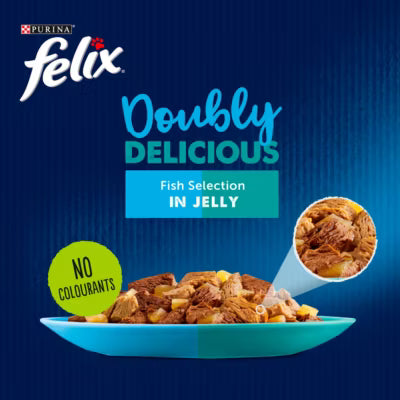 Felix Doubly Delicious Fish Selection in Jelly Cat Food 12x85g - British product