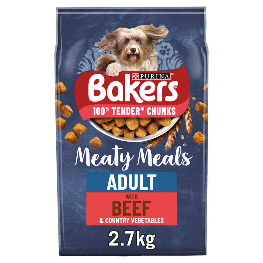 Bakers Meaty Meals Adult Dry Dog Food Beef GOODS ASDA   