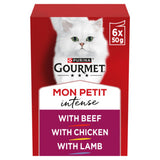 Gourmet wet cat food meaty variety beef, chicken, lamb 6x50g, UK version