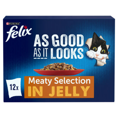 Felix wet cat food selection ham jelly 12x85g - British product