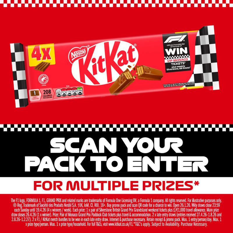 Kit Kat F1 4 Finger milk chocolate bar 166g, UK version