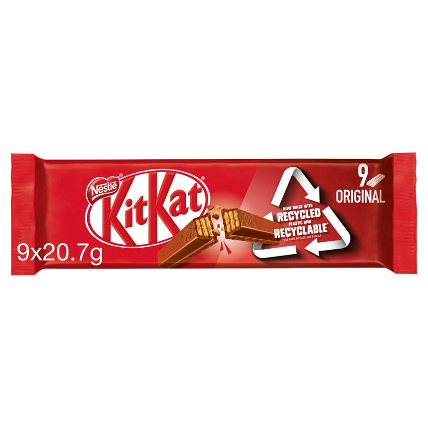 Kit Kat 2 Finger Milk Chocolate Biscuit Bar, 9 Pack