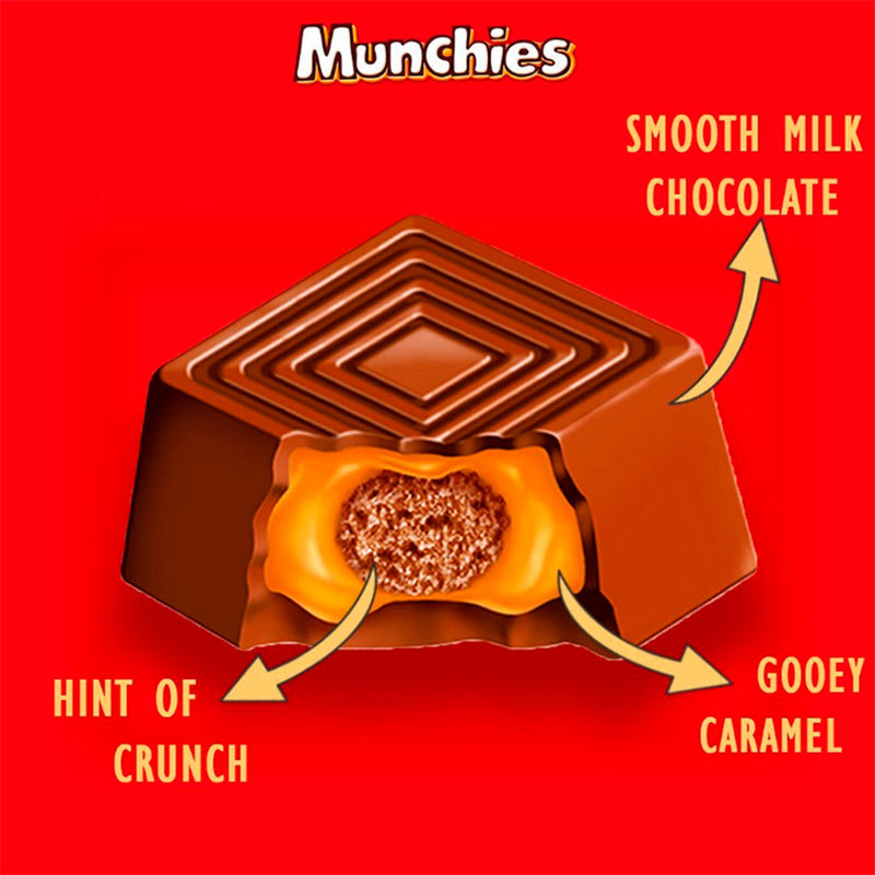 Munchies milk chocolate and caramel sweets 104g, imported from the UK