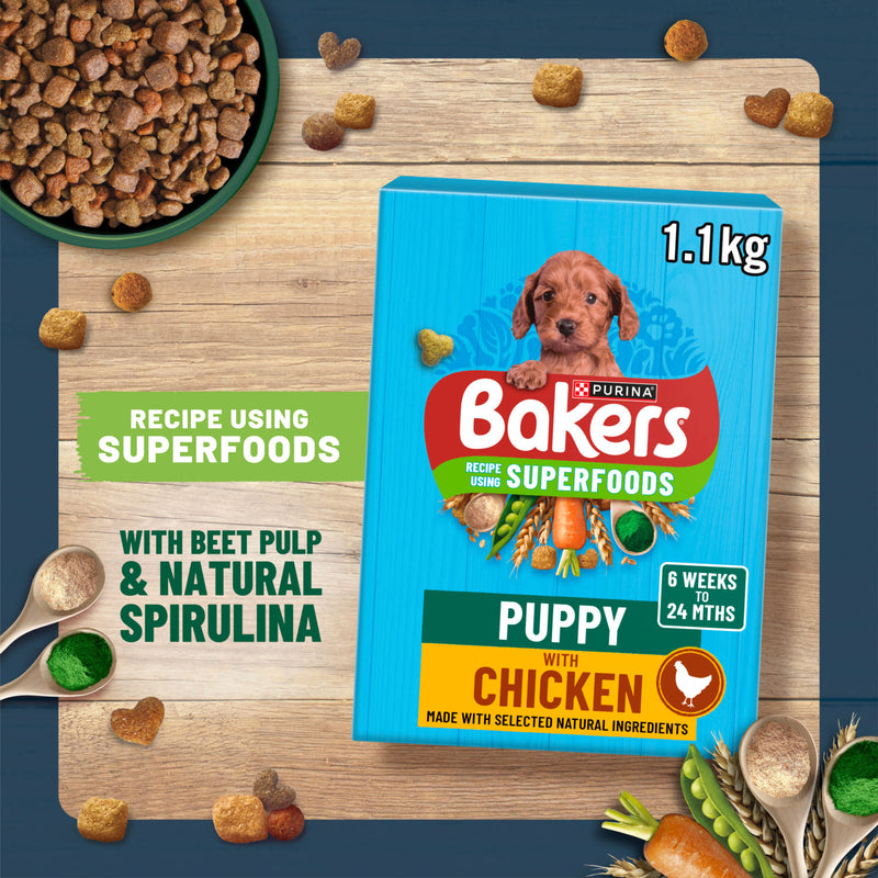 Bakers Superfoods Puppy Chicken Vegetables Dog Food 2.85kg - British product