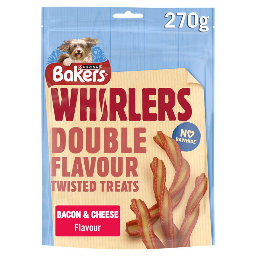 Bakers Dog Treats Bacon & Cheese Flavour Whirlers 270g GOODS ASDA   