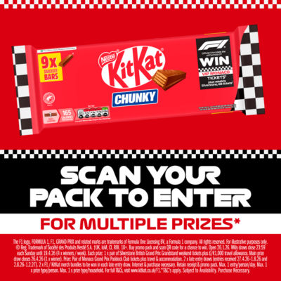ASDA Kit Kat F1 Chunky Snacksize Milk Chocolate Biscuit Bar 9 Pack 288g- Buy online at McGrocer