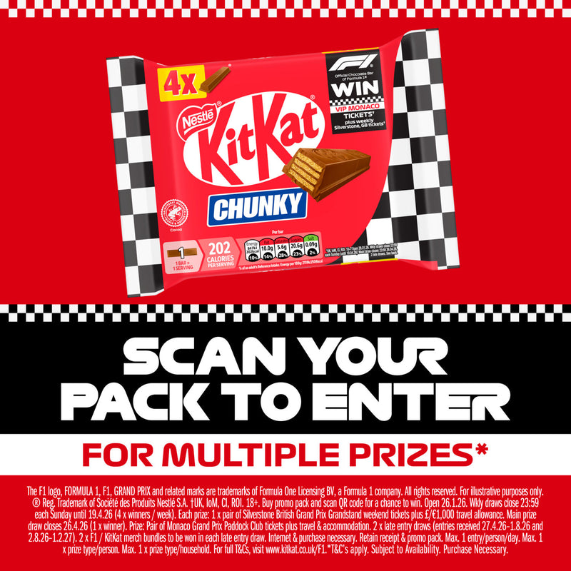 Kit Kat F1 Chunky milk chocolate bar 4 pack 160g, UK version
