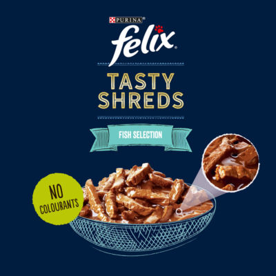 FELIX Tasty Shreds Fish Selection wet cat food 12x80g (British brand)