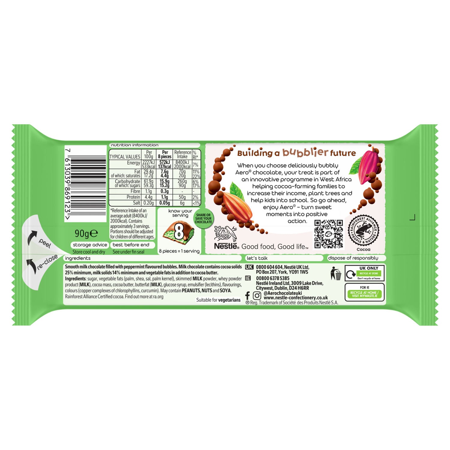 Aero peppermint chocolate sharing bar 90g - British product