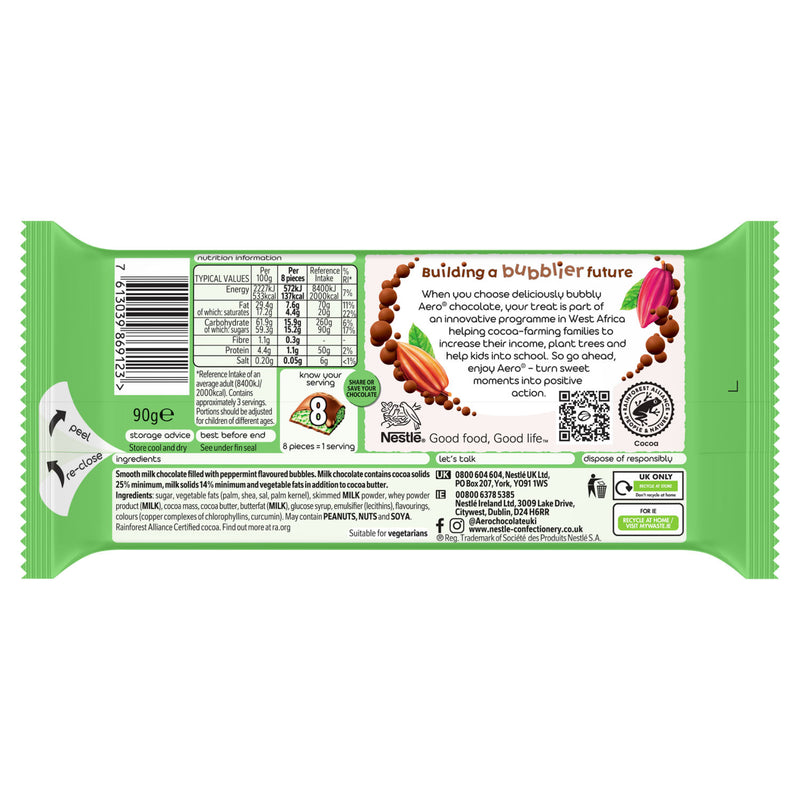 Aero peppermint chocolate sharing bar 90g - British product
