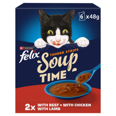 Felix Soup Time wet cat food 6x48g - British product