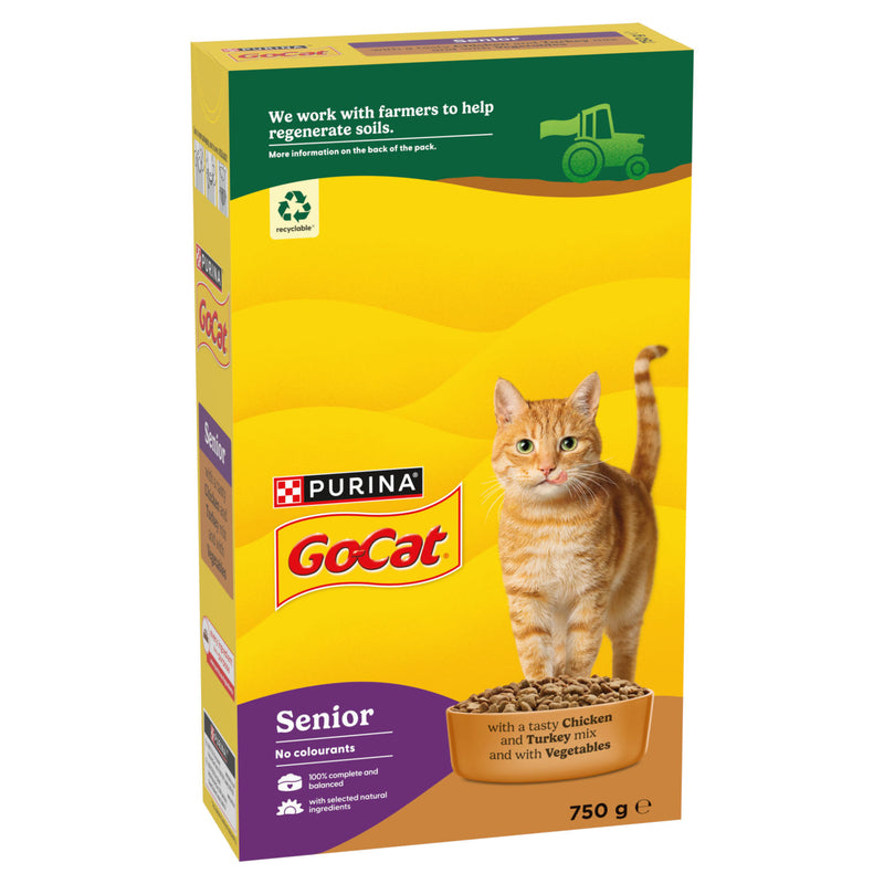 Go Cat senior chicken and turkey dry cat food 750g, UK version