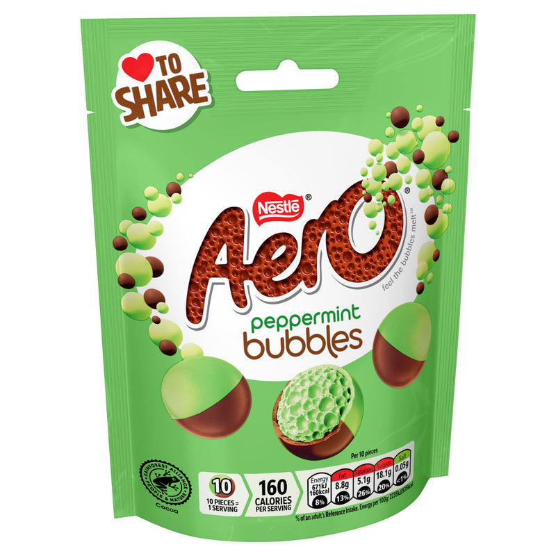 Aero peppermint chocolate bubbles sharing bag 92g - British product