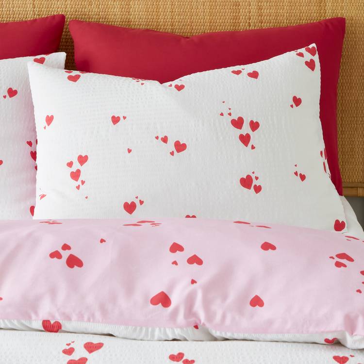 Catherine Lansfield seersucker heart bedding set single (British brand)