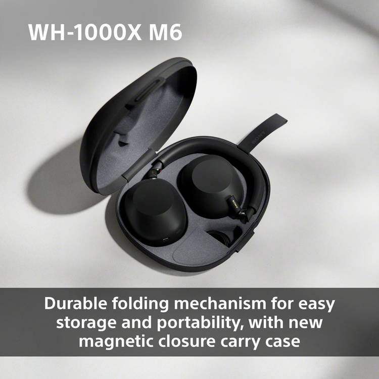 Sony WH-1000XM6 noise cancelling wireless headphones black (British brand)