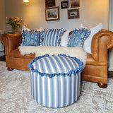 Rucomfy Fabric Pouffe Blue & White - British product