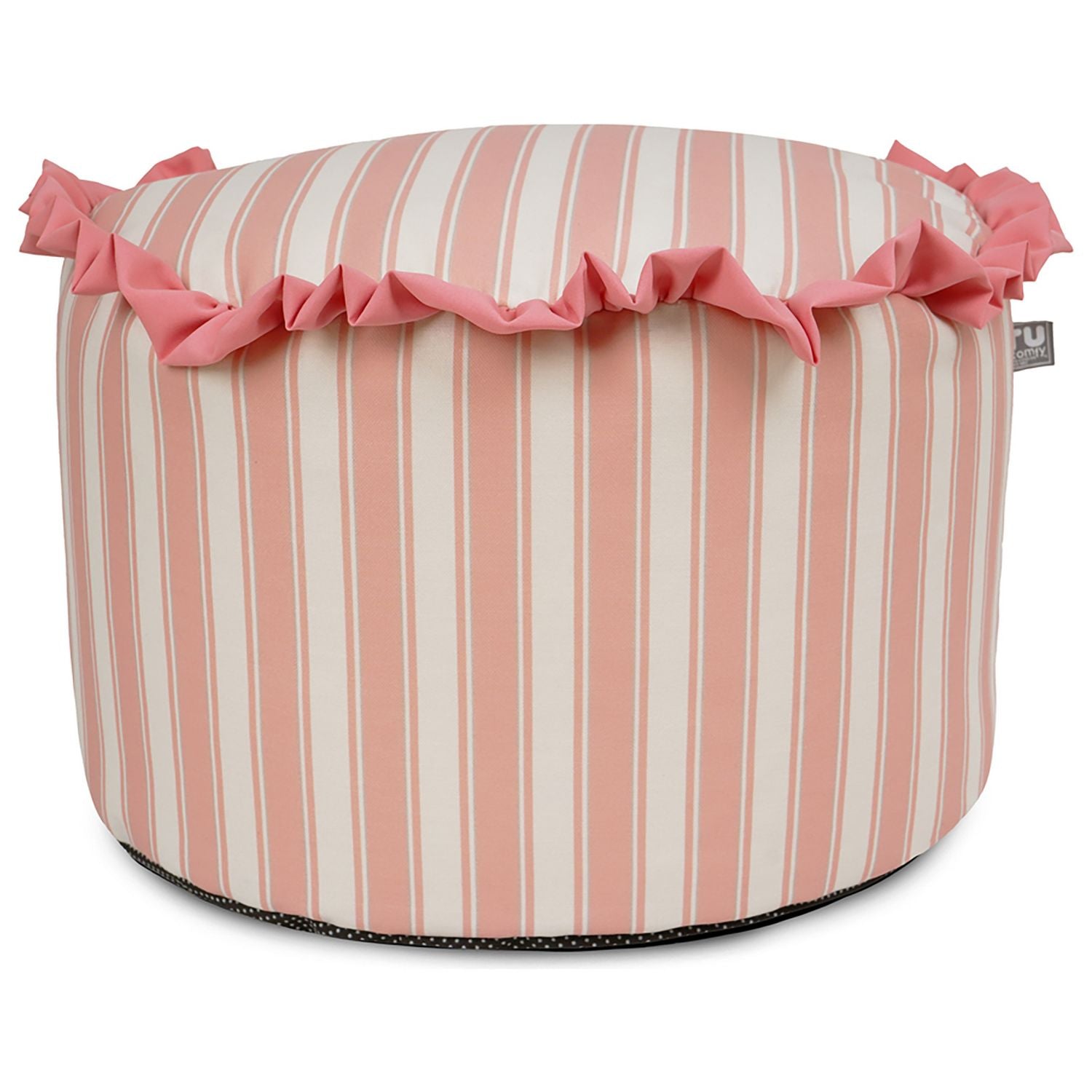 Rucomfy fabric pouffe pink and white stripes, British brand