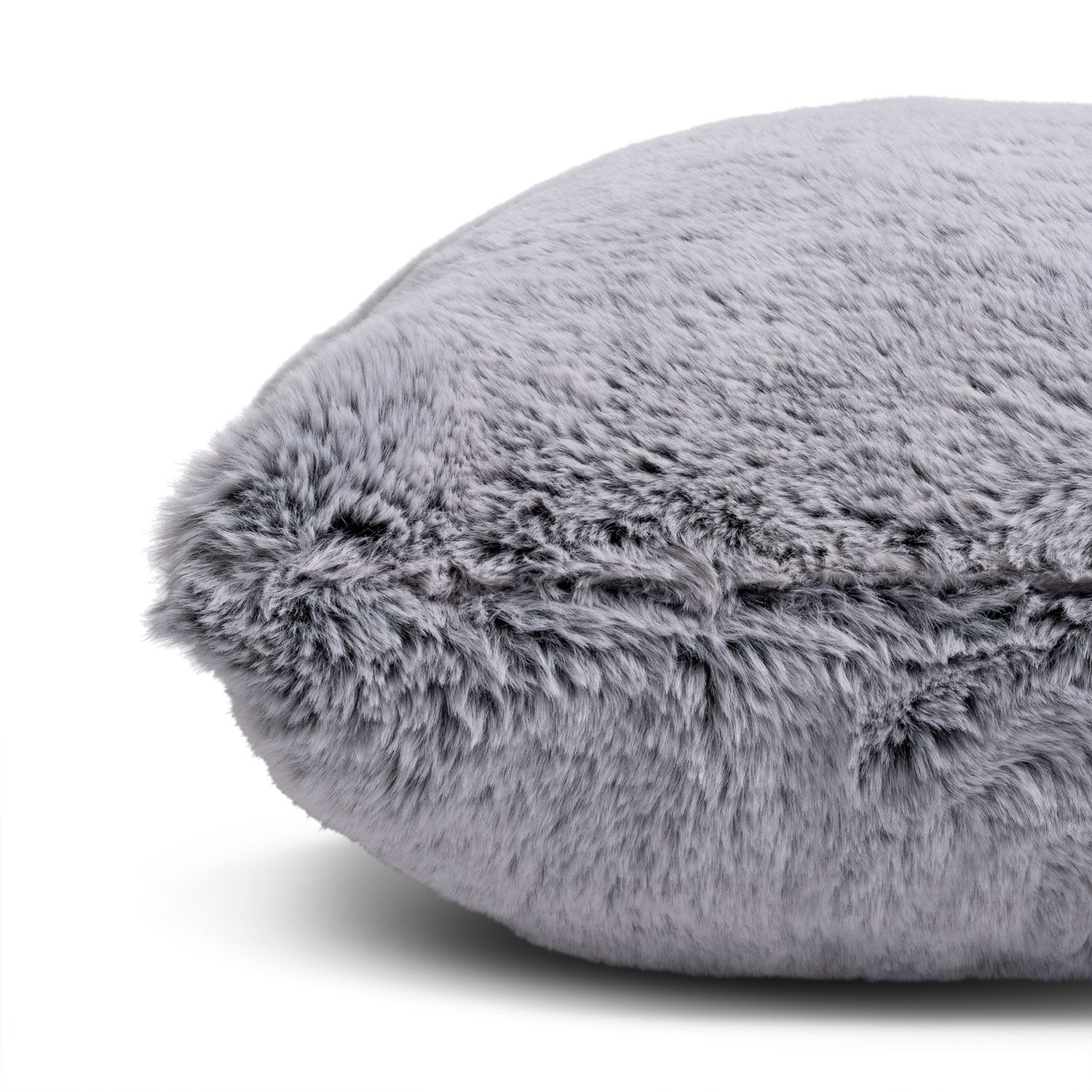 Habitat Faux Fur Tipped Cushion - Charcoal - 43x43cm