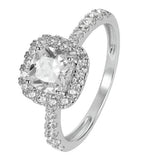 Revere 9ct white gold halo ring cubic zirconia, imported from the UK
