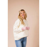 SVNX bow knitted gloves in pink one size - British product
