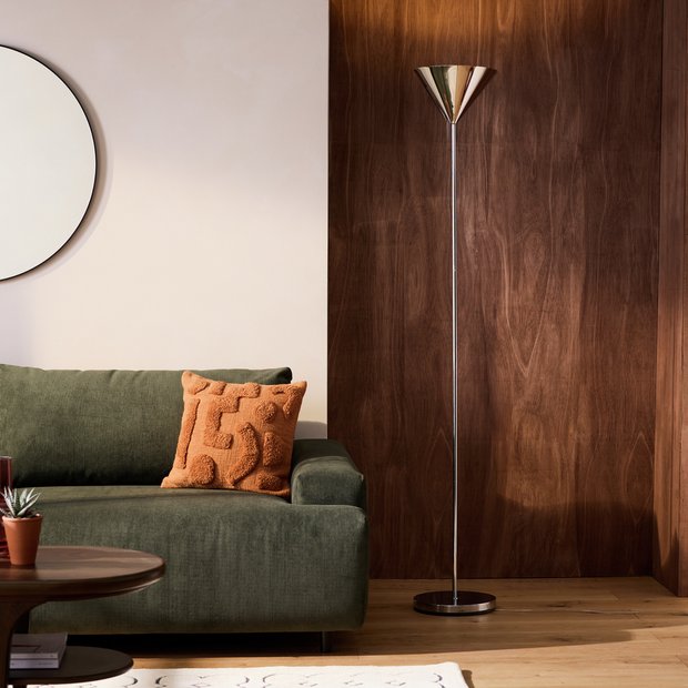 Argos Home cone uplighter floor lamp polished chrome, UK version