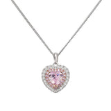 Revere rose gold plated heart cubic zirconia pendant necklace with 45.7cm chain (British brand)