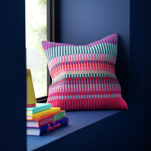 Margo Selby red cushion 43x43cm, imported from the UK