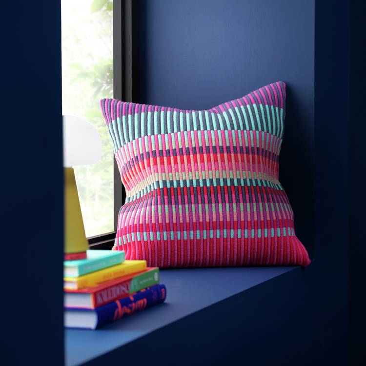 Margo Selby red cushion 43x43cm, imported from the UK
