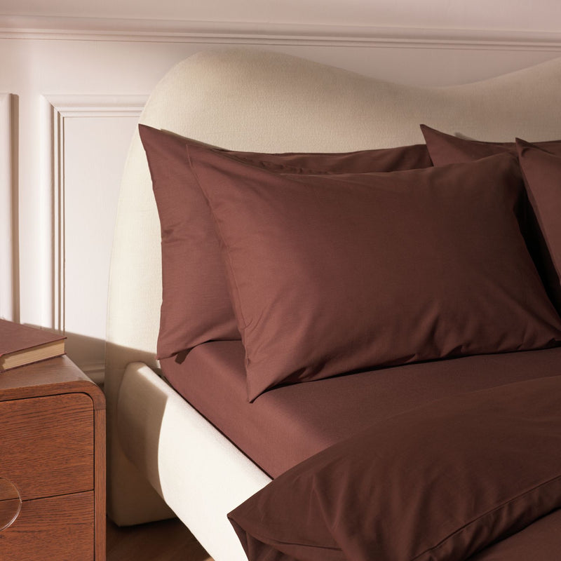 Habitat Cotton Rich 180TC Standard Pillowcase Pair-Chocolate
