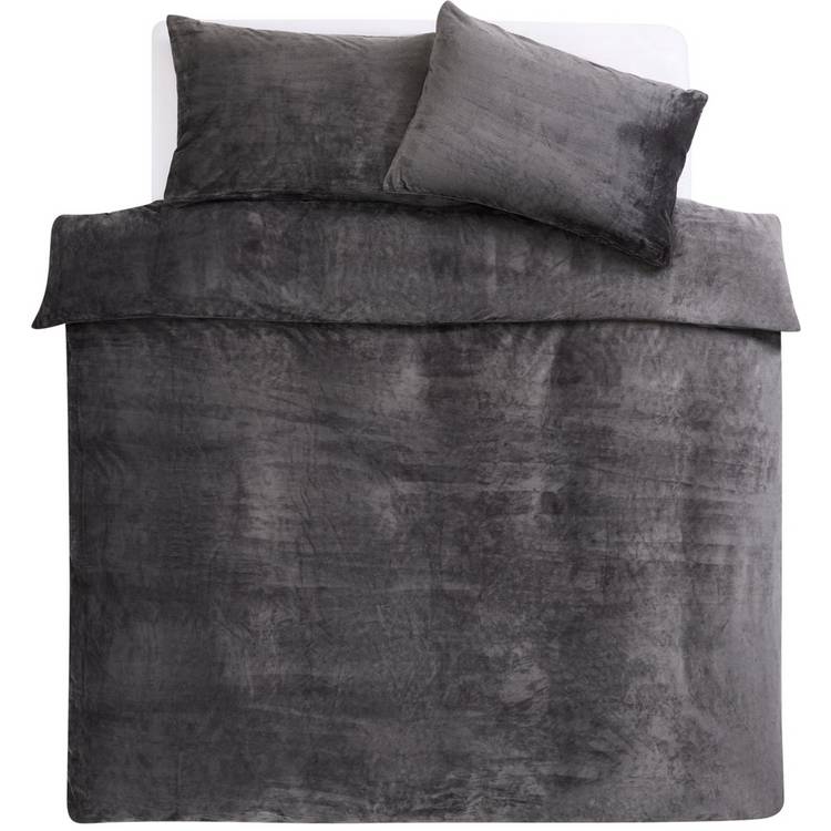 Argos Home Slinky Fleece charcoal bedding set single - British product