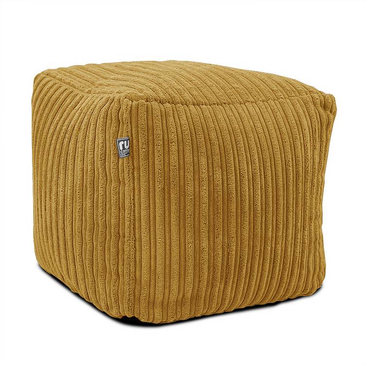 Rucomfy jumbo cord cube bean bag mustard, UK version