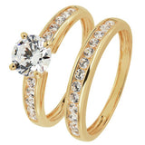 Revere 9ct gold cubic zirconia engagement ring set - British product