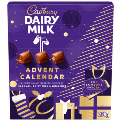 Cadbury Dairy Milk chocolate advent calendar 258g, imported from the UK