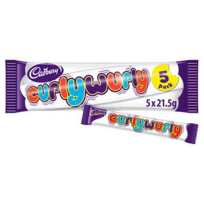 Paquet de 5 barres de chocolat Cadbury Curly Wurly