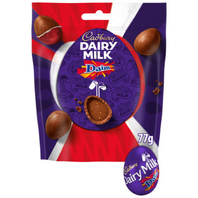Cadbury Daim mini chocolate eggs 77g, imported from the UK