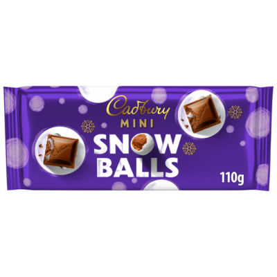 Cadbury Mini Snowballs milk chocolate bar 110g, imported from the UK