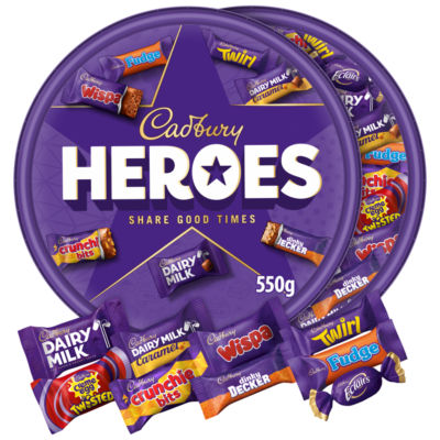 Cadbury Heroes chocolate assortment tub 550g (British brand)