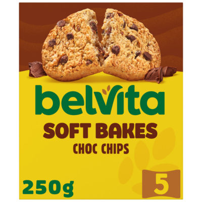 ASDA Belvita Soft Bakes Chocolate Chip Cereal Snack Bars 250g (5 x 50g)- Buy online at McGrocer