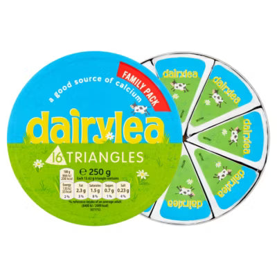 Dairylea cheese spread triangles 16 pack multipack 250g - British product